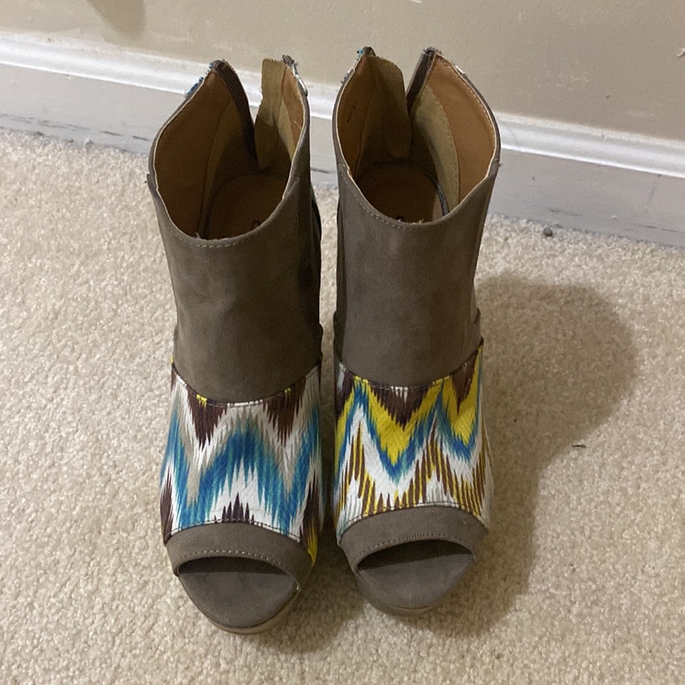 Charlotte Russe platform booties Aztec print
